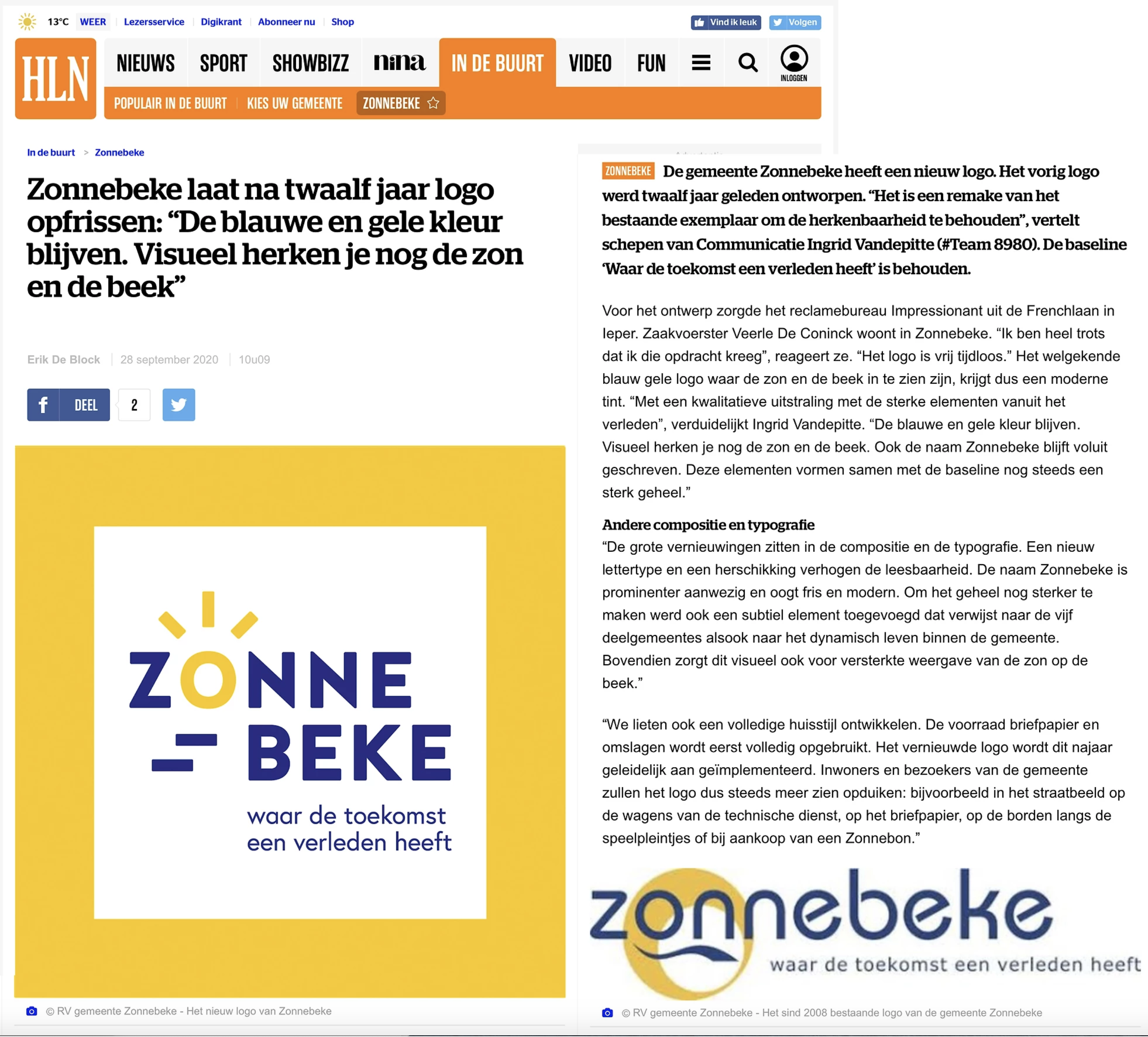 Nieuwe huisstijl voor Gemeente Zonnebeke